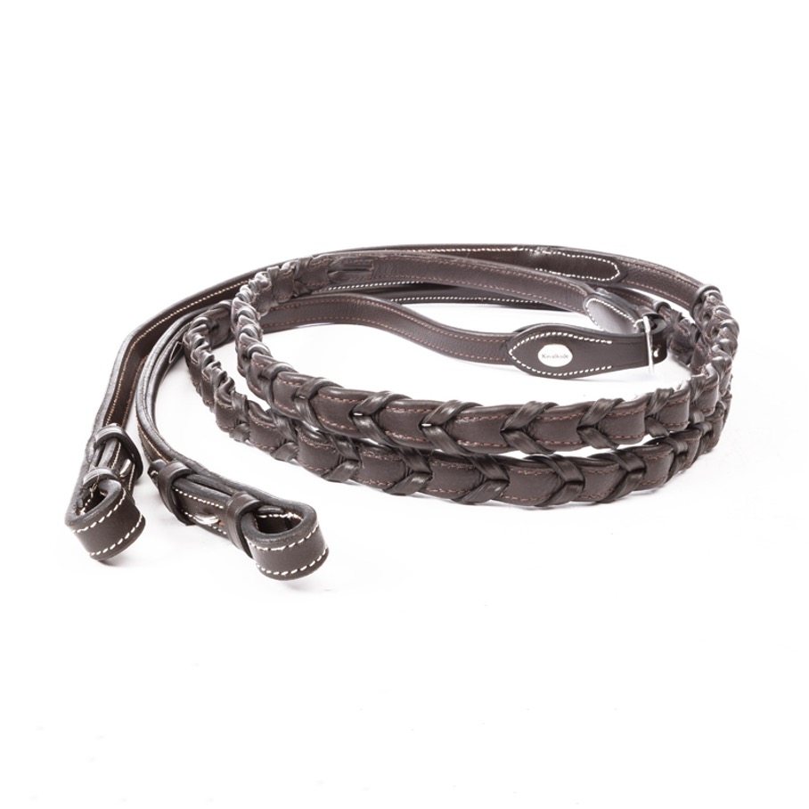 Braune geflochtene Hunterzügel fürs Pferd
