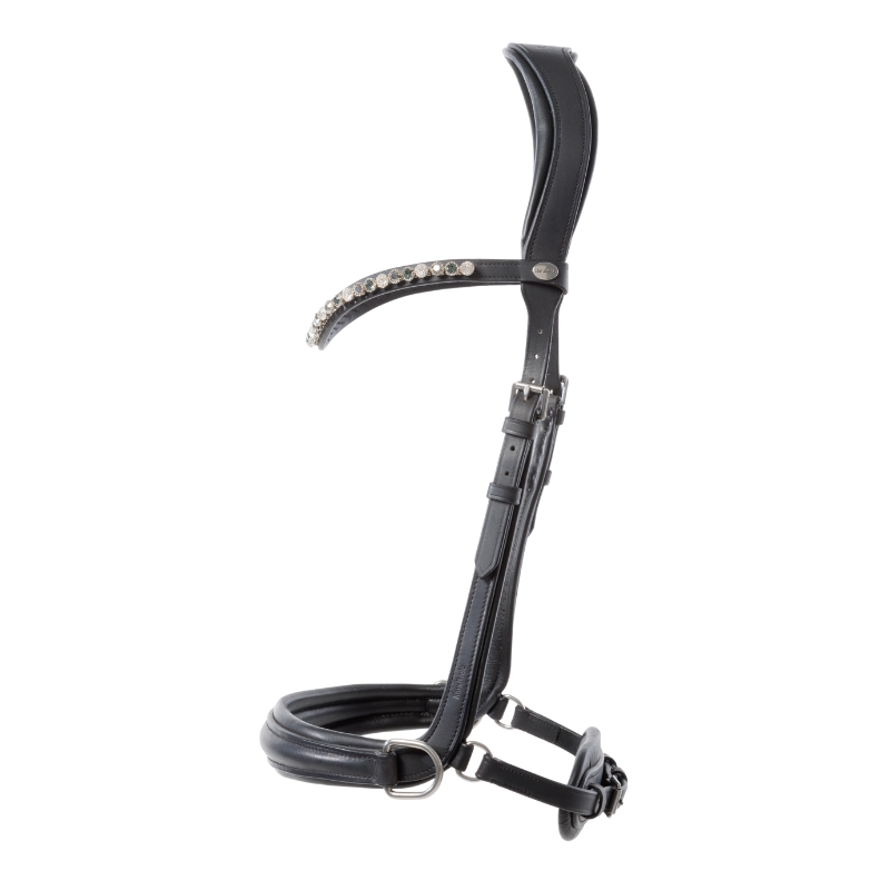 Gebisslose Trense braun mit seitlichen Ringen